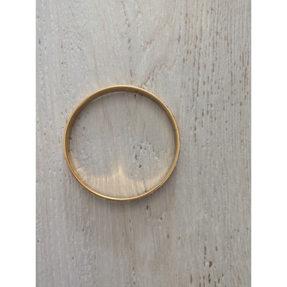 Vintage Monet Gold Tone Striped Bangle Bracelet, Stacking Signed Estate - Picture 6 of 8